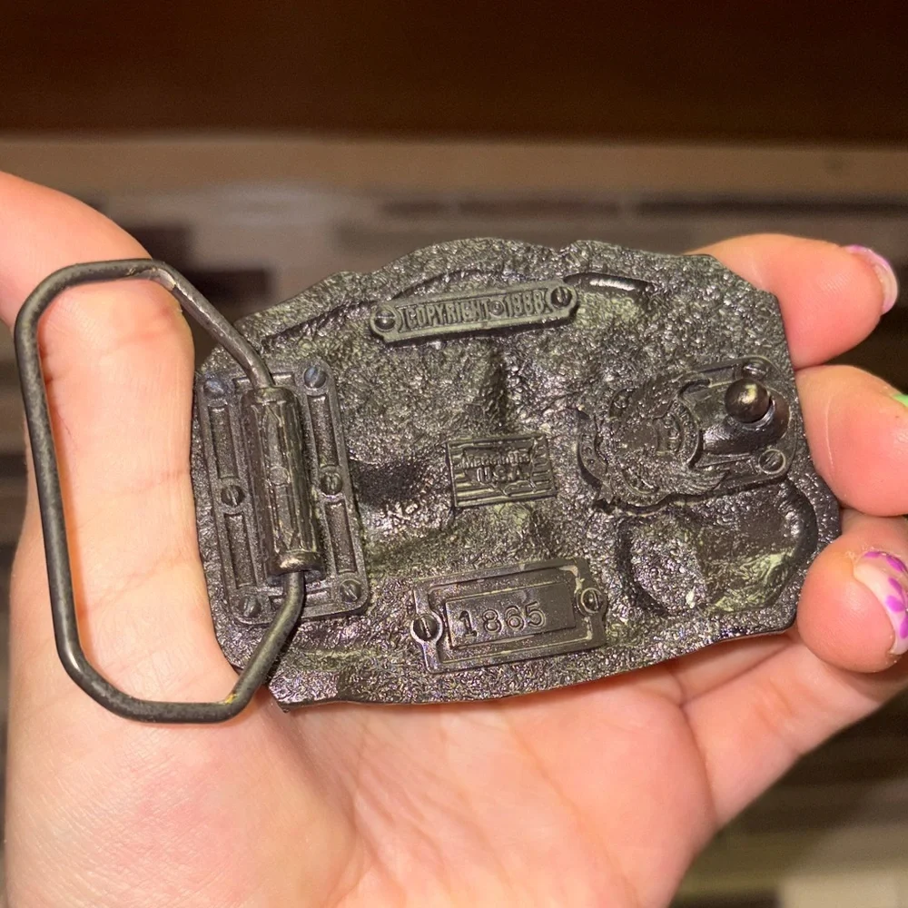 Vintage Firefighters Belt Buckle with Horse and Carriage Design